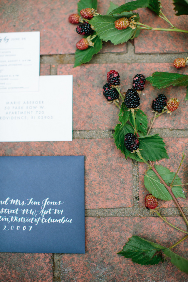 Navy and White Calligraphy Wedding Invitations by Brown Fox Calligraphy / Oh So Beautiful Paper