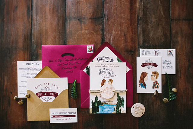 Rustic Woodland Watercolor Wedding Invitations by Wide Eyes Paper Co. / Oh So Beautiful Paper