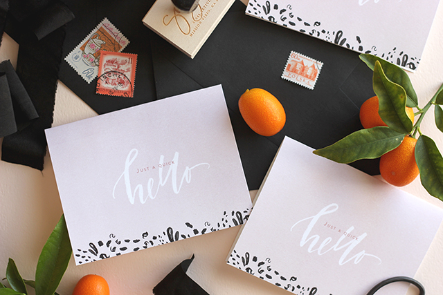 Printable Calligraphy "Hello" Note Card by A Fabulous Fete for Oh So Beautiful Paper