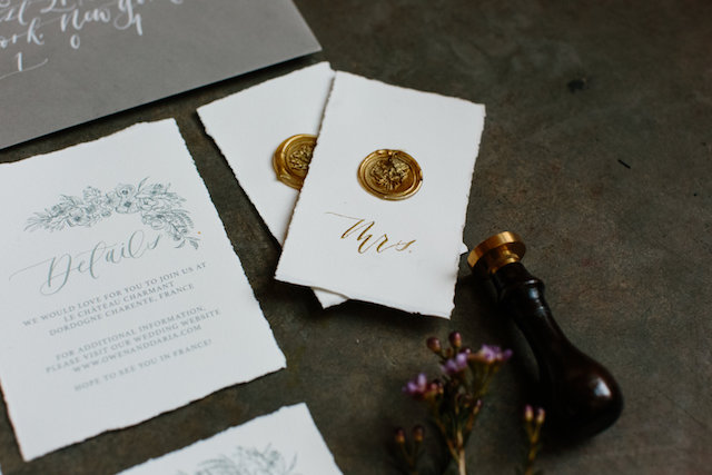 Monochromatic Illustrated Floral Wedding Invitations by Art + Alexander / Oh So Beautiful Paper