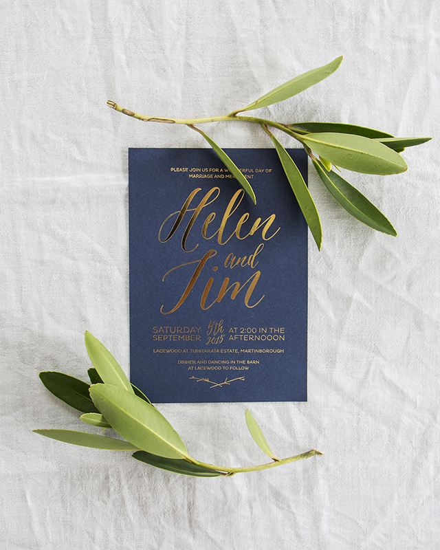 Elegant Gold Foil and Navy Wedding Invitations by Make Hey / Oh So Beautiful Paper