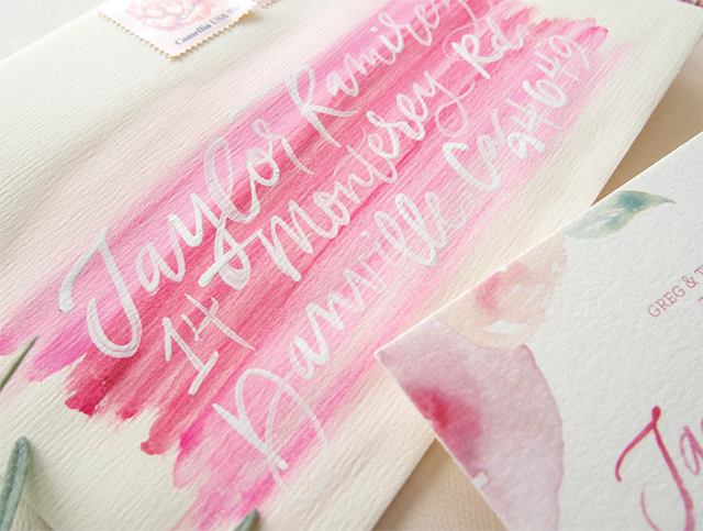 Pink Floral Watercolor Wedding Invitations by Bright Room Studio / Oh So Beautiful Paper