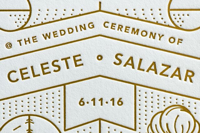 Gold Foil Architecture-Inspired Wedding Invitations by Mama's Sauce / Oh So Beautiful Paper