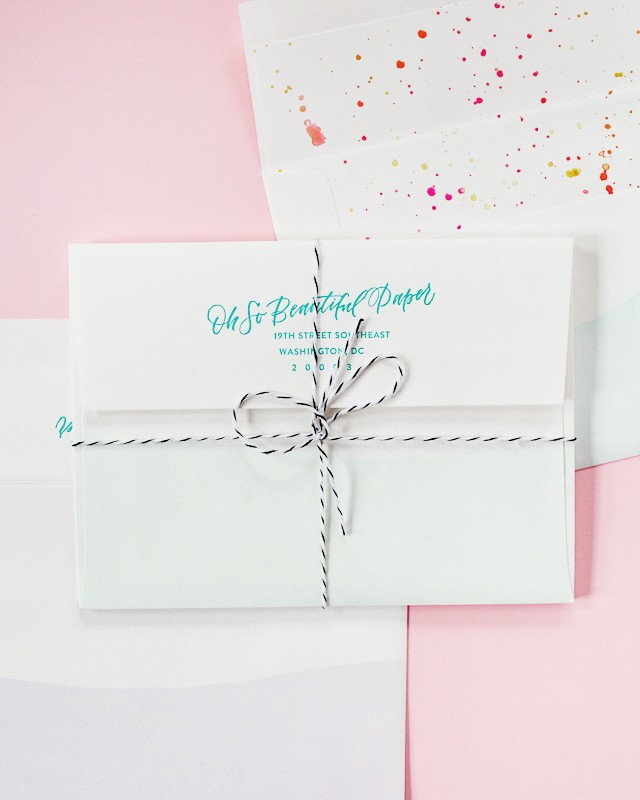 Paper Party 2016 Rainbow Watercolor and Hologram Foil Invitations / Design by Ashley Buzzy / Printed by Bella Figura / Oh So Beautiful Paper