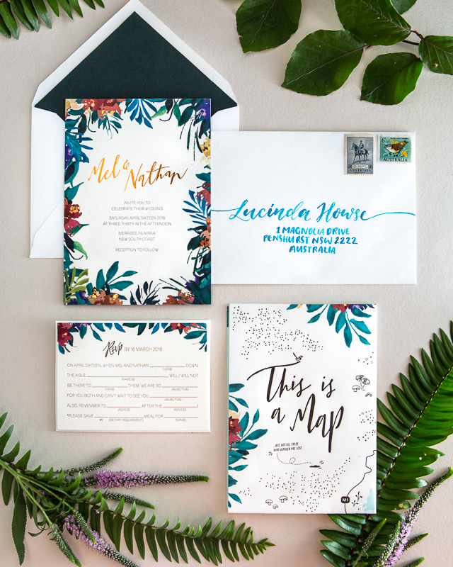 Tropical Garden Party Copper Foil Wedding Invitations by The Distillery / Oh So Beautiful Paper