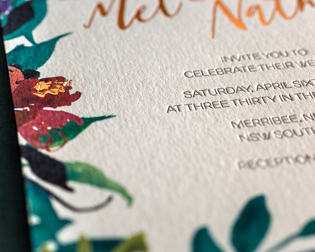 Tropical Garden Party Copper Foil Wedding Invitations by The Distillery / Oh So Beautiful Paper