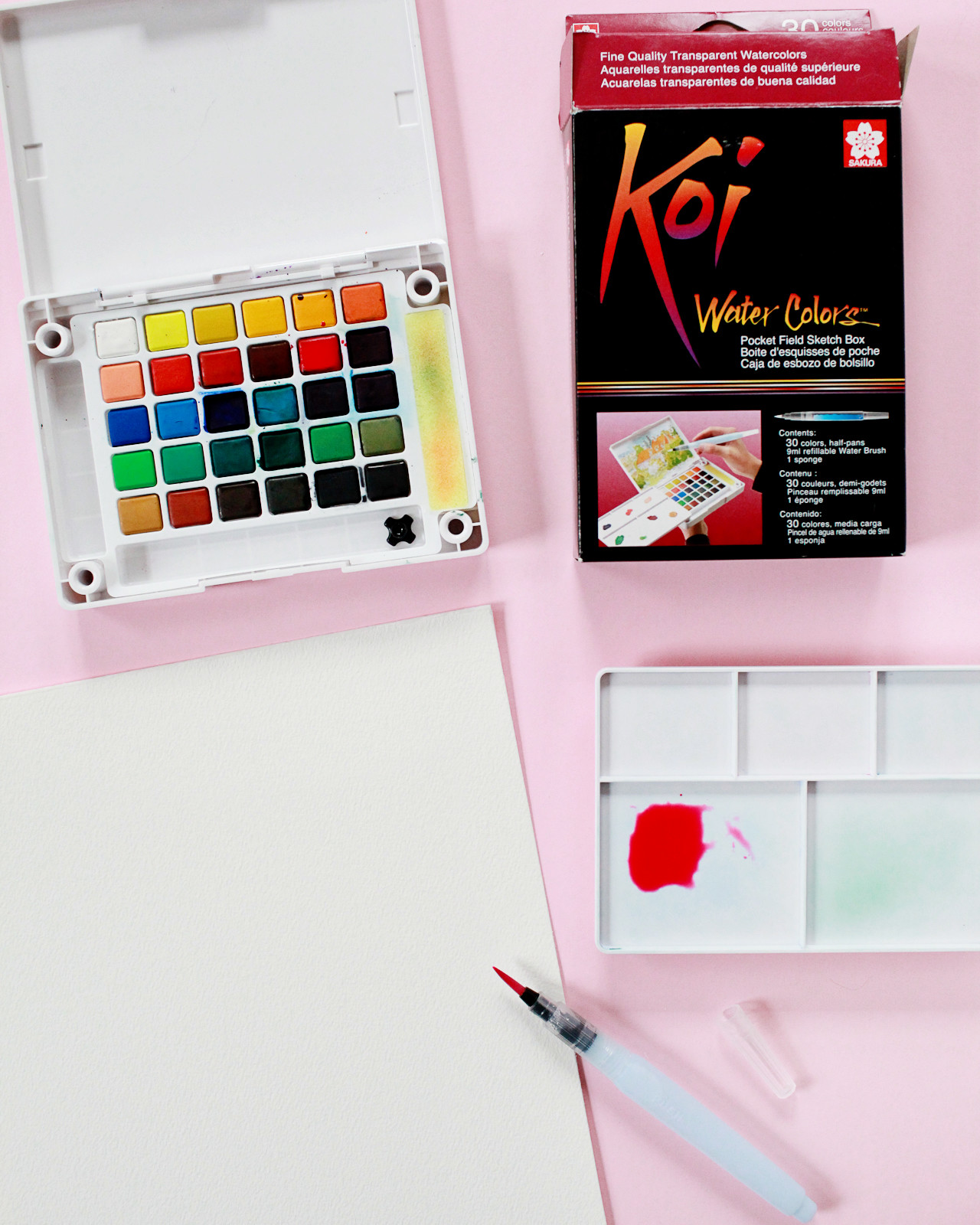 DIY Watercolor Wall Art with Sakura of America Koi Water Color Field Sketch Travel Kit / Oh So Beautiful Paper