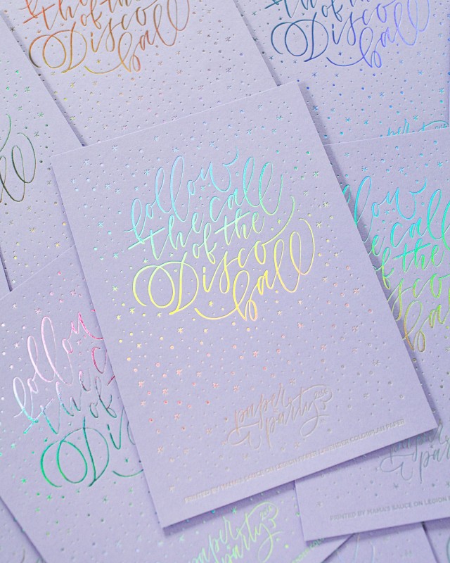 Paper Party 2016 Art Print / Design by Ashley Buzzy Lettering & Press, Printed by Mama's Sauce on Lavender Color Plan paper from Legion Paper / Oh So Beautiful Paper