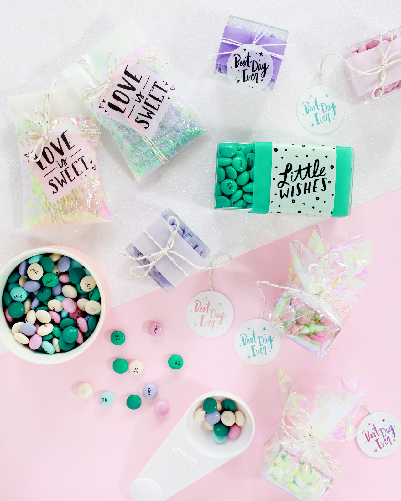 Printable Party Favor Tags with My M&Ms / Design by Swiss Cottage Designs / Oh So Beautiful Paper