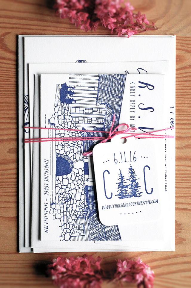 Illustrated Mountain Wedding Invitations by Darling Press / Oh So Beautiful Paper