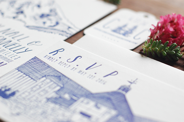 Illustrated Mountain Wedding Invitations by Darling Press / Oh So Beautiful Paper