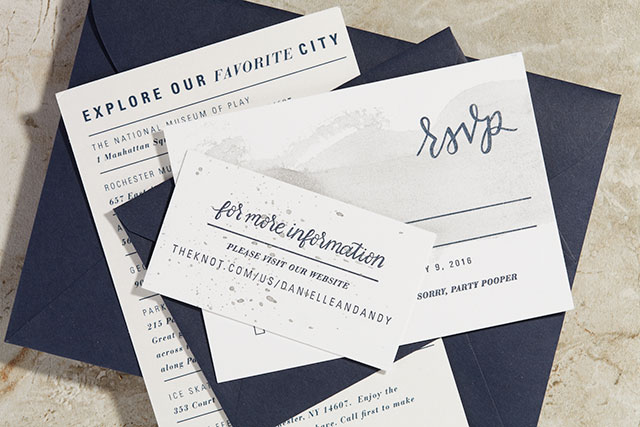 Navy and Silver Hand Painted Wedding Invitations by Sugar and Type / Oh So Beautiful Paper