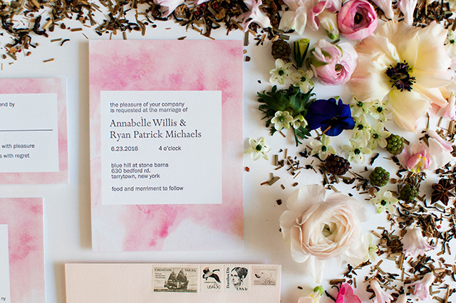 Soft Modern Watercolor Wedding Invitations by Miks Letterpress / Photo by Rachel Lynn Photography via Oh So Beautiful Paper