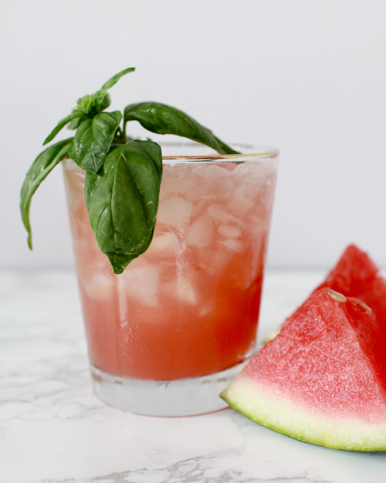 Watermelon-Basil Rum Smash Cocktail Recipe / Liquorary for Oh So Beautiful Paper