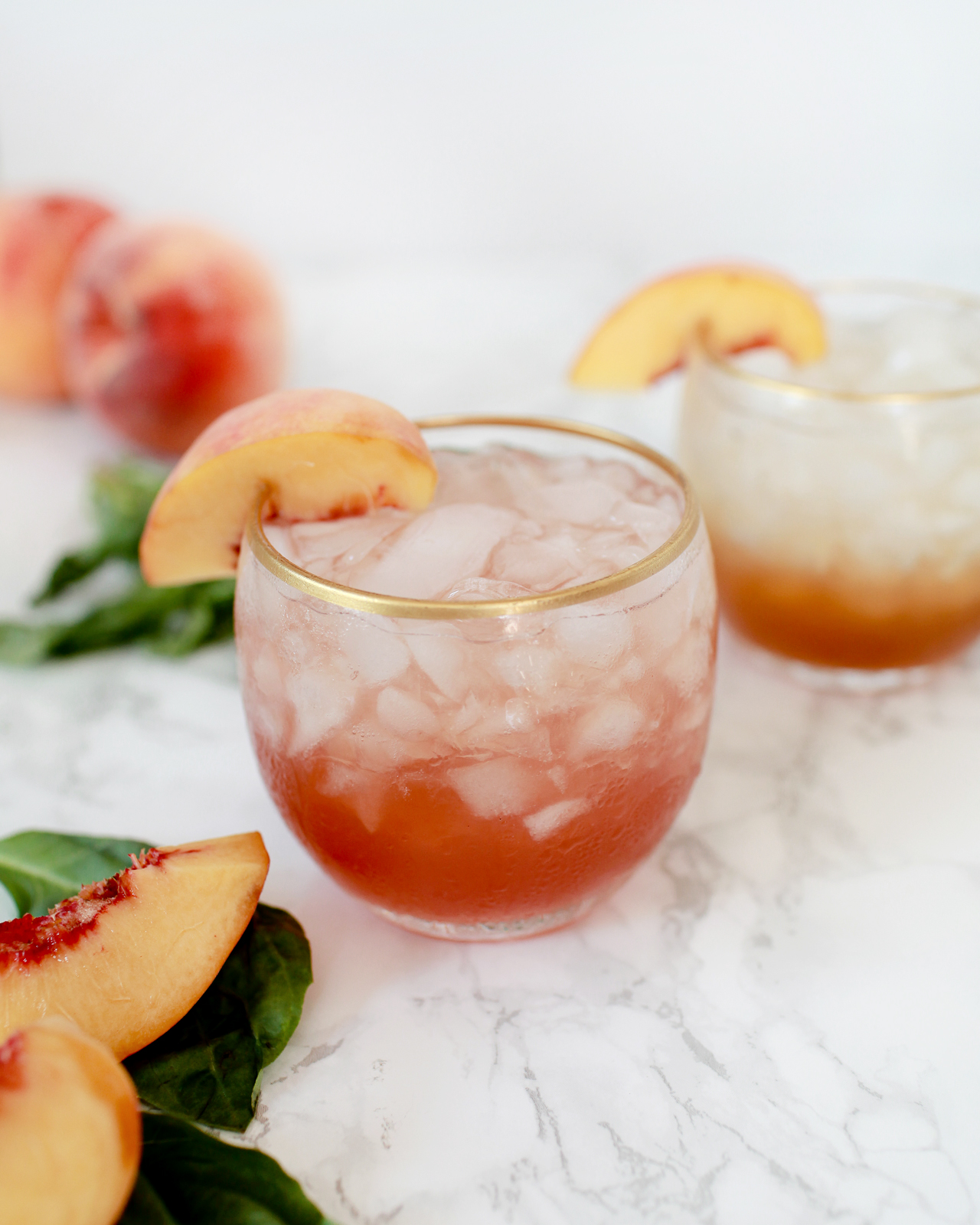 Peach-Basil Shrub Cocktail and Mocktail Recipe / Liquorary for Oh So Beautiful Paper