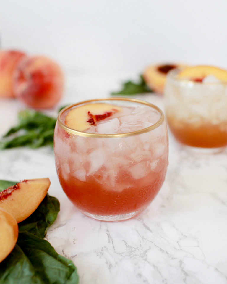 PeachBasil Shrub Cocktail and Mocktail