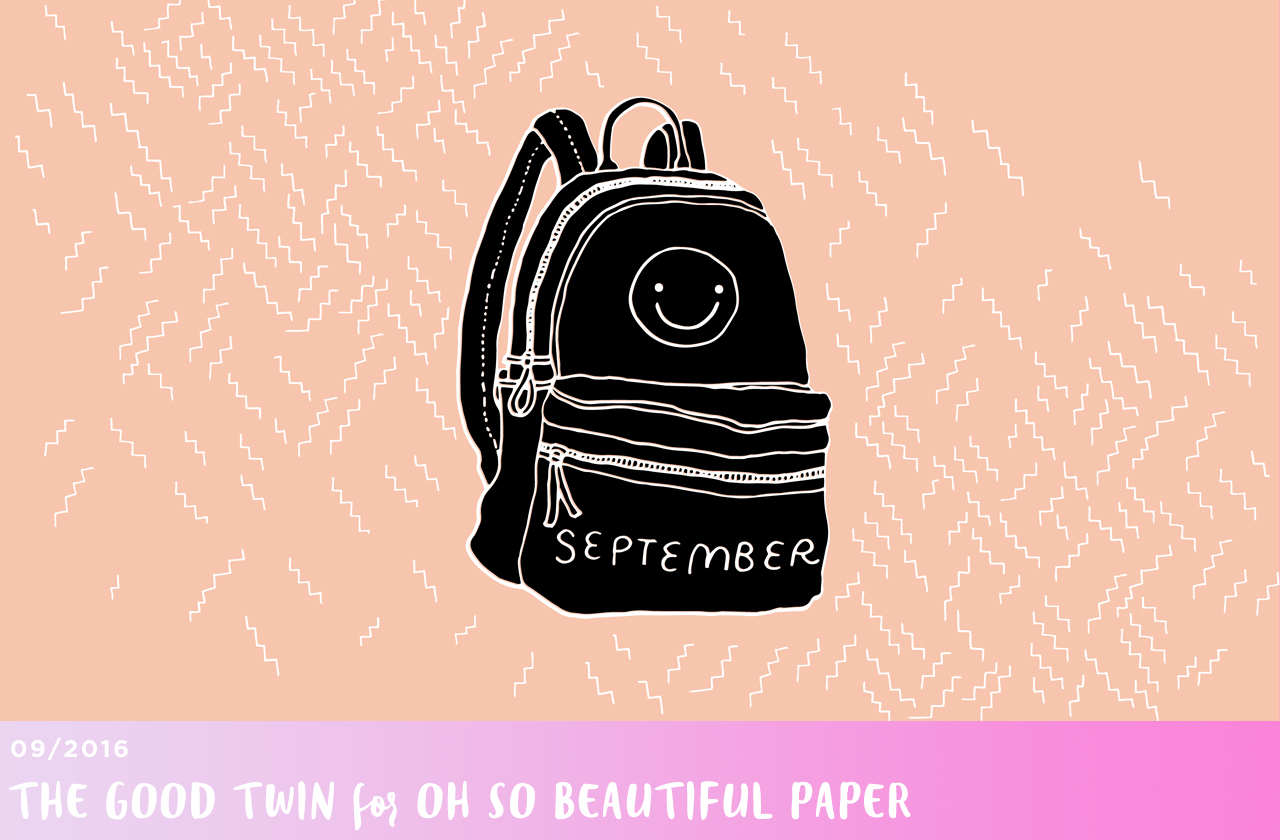 September Desktop Downloads: Back to School Backpack Illustrated Wallpaper by The Good Twin for Oh So Beautiful Paper