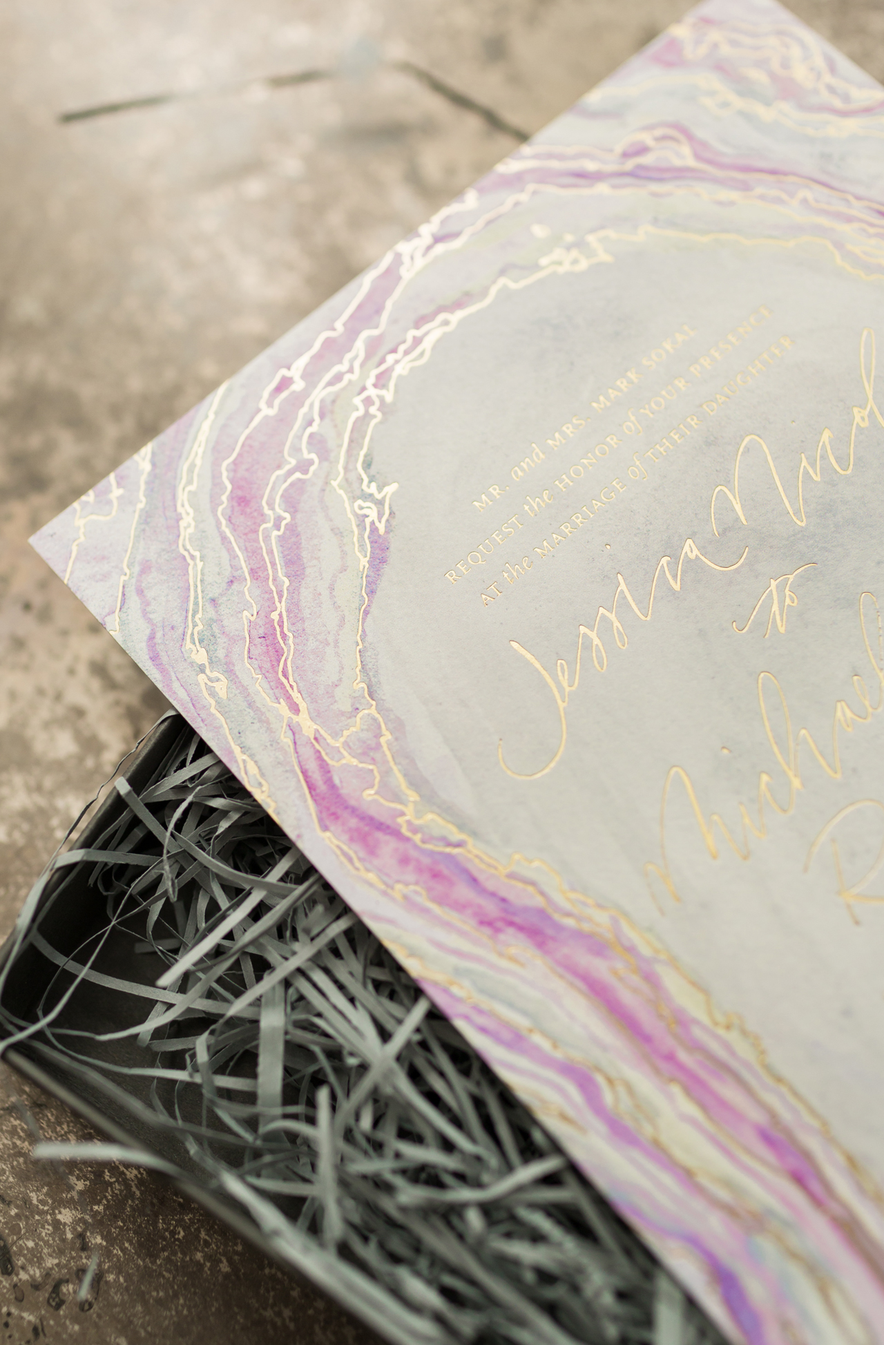 Boho Glam Agate Inspired Wedding Invitations by Atheneum Creative