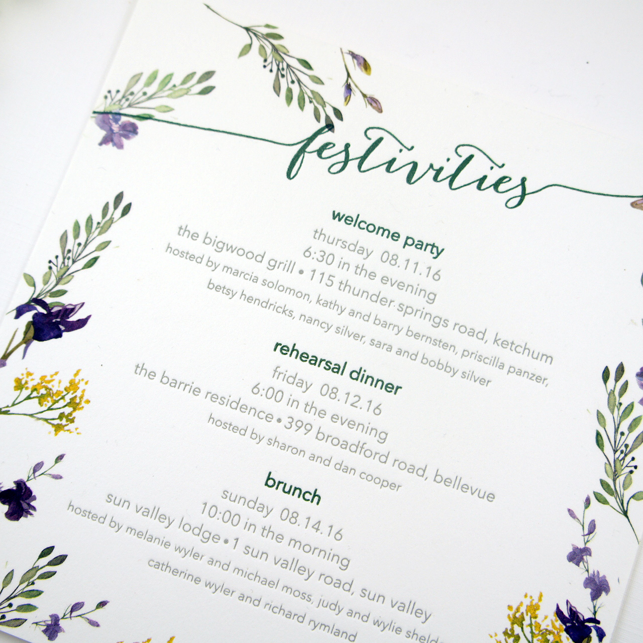Illustrated Wildflower Wedding Invitations by Honey Paper