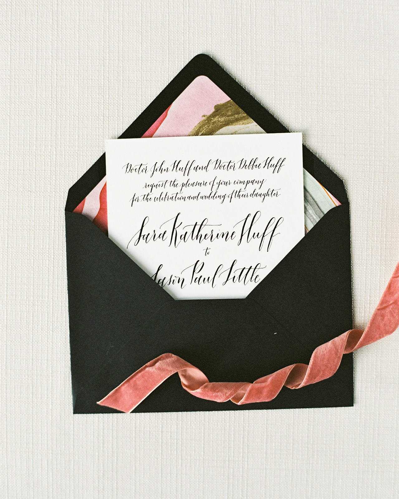 Black and White Foil Stamp Calligraphy Wedding Invitations