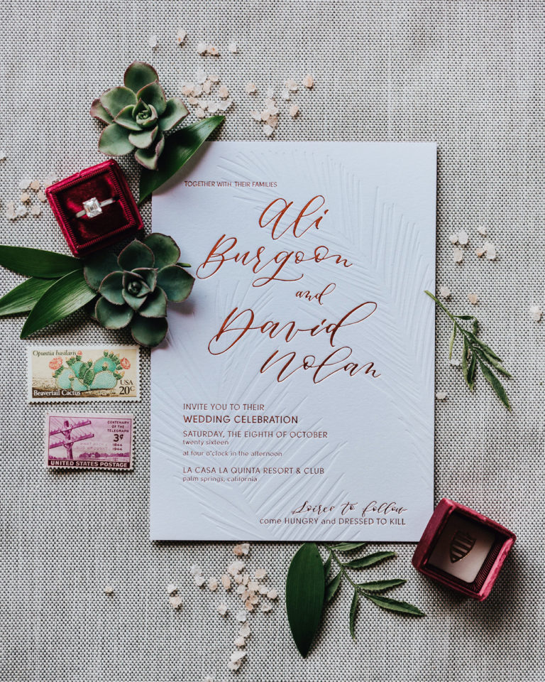 Cactus and Calligraphy Wedding Invitations