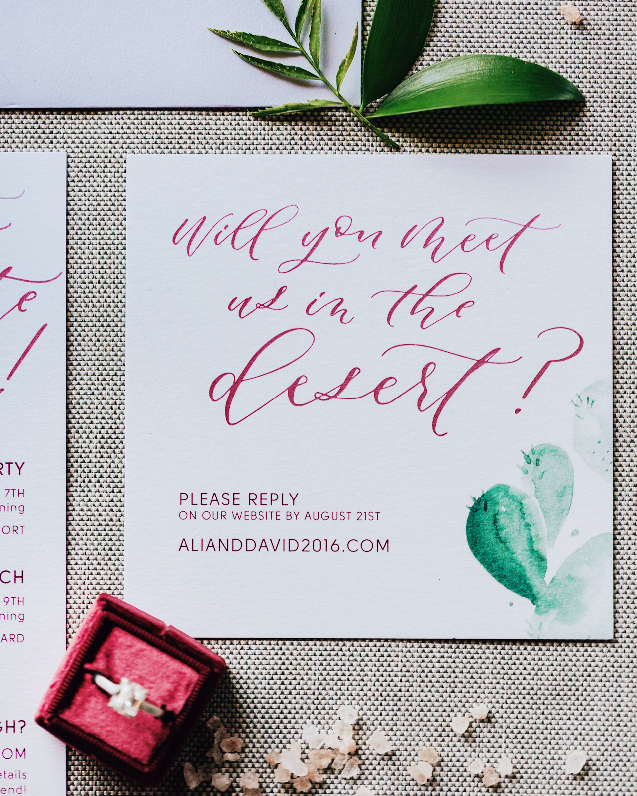 Cactus and Calligraphy Wedding Invitations by Twinkle and Toast