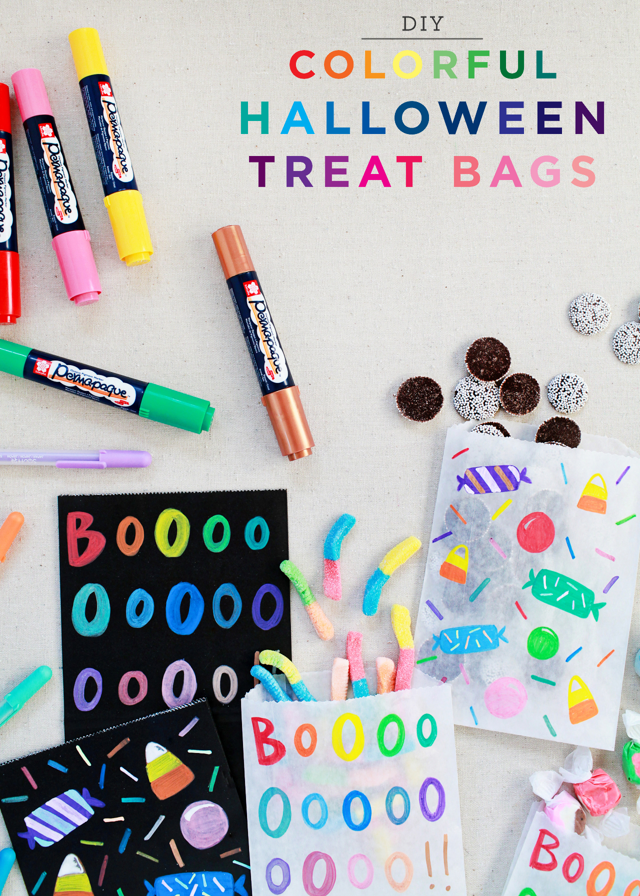DIY Colorful Halloween Treat Bags
