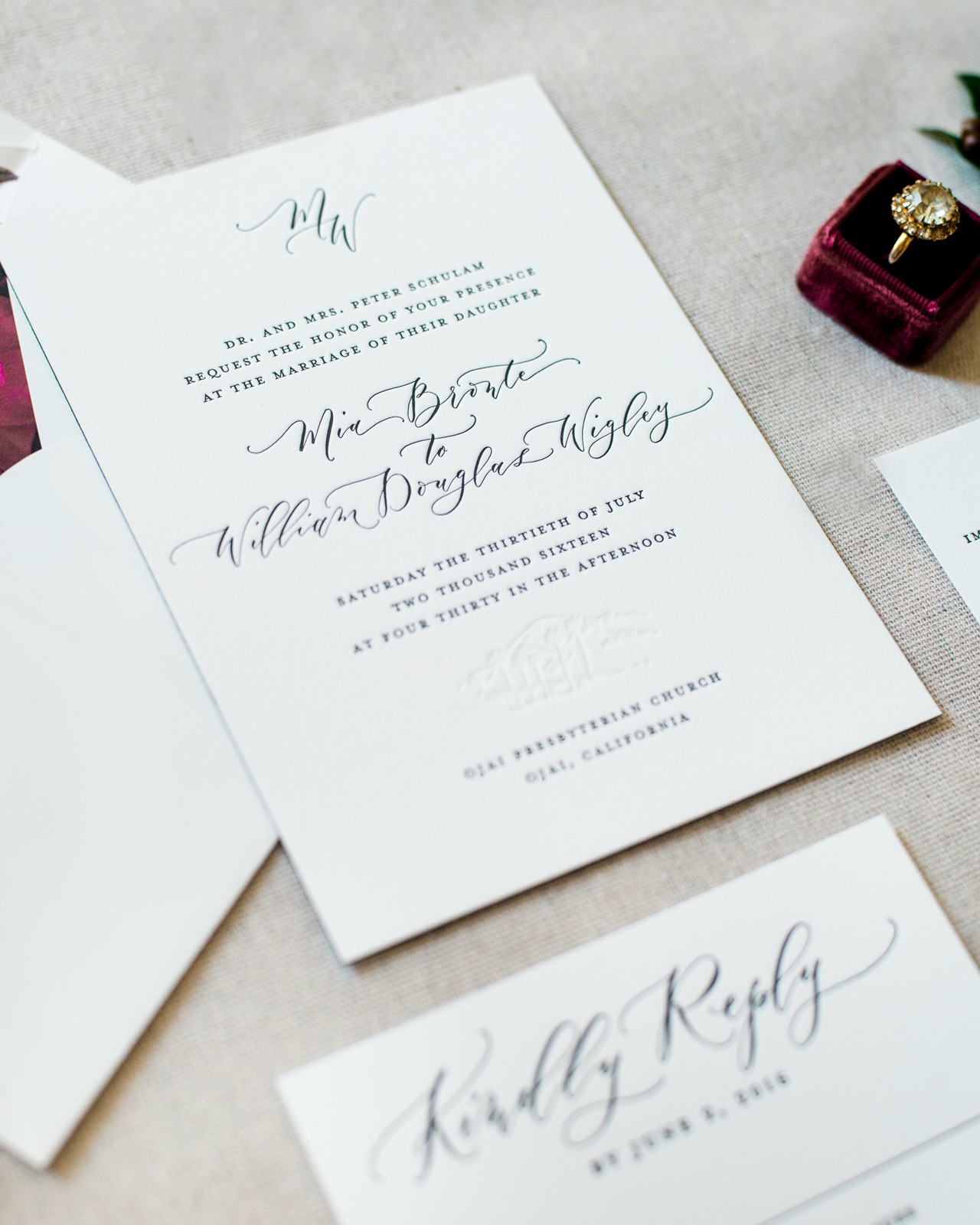 Timeless Black and White Wedding Invitations by Ruby the Fox