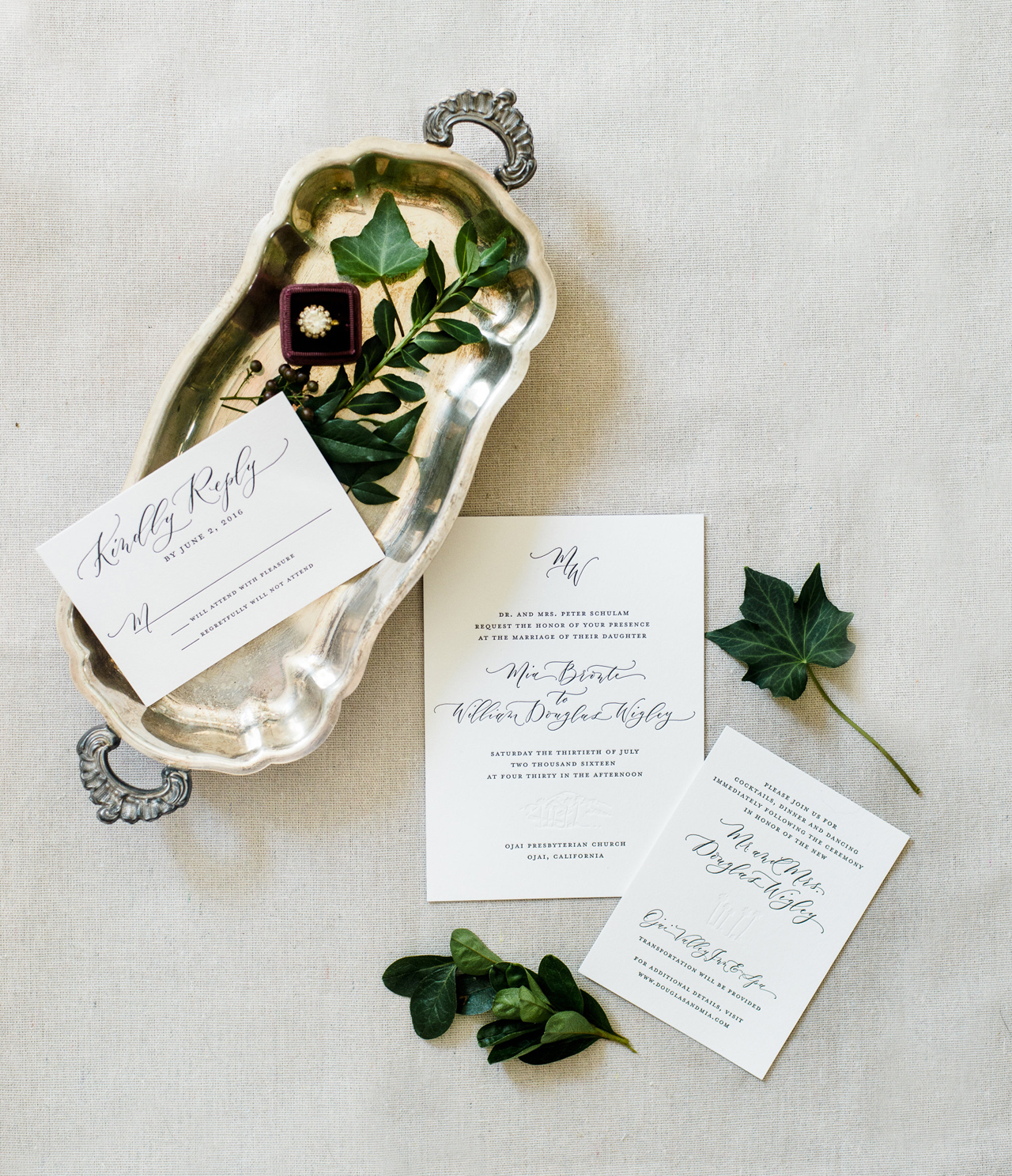 Timeless Black and White Wedding Invitations by Ruby the Fox