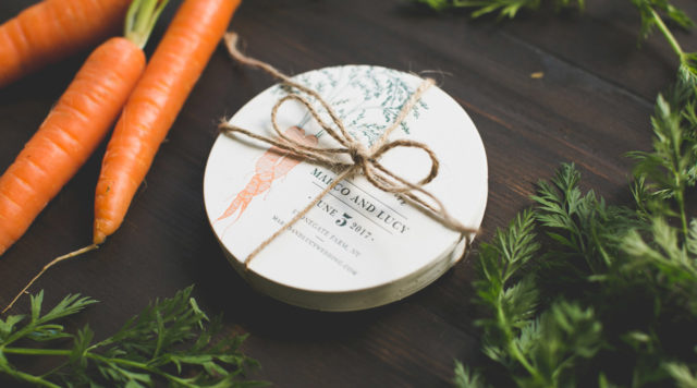 Rustic Illustrated Carrot Coaster Save The Dates by Wide Eyes Paper Co.