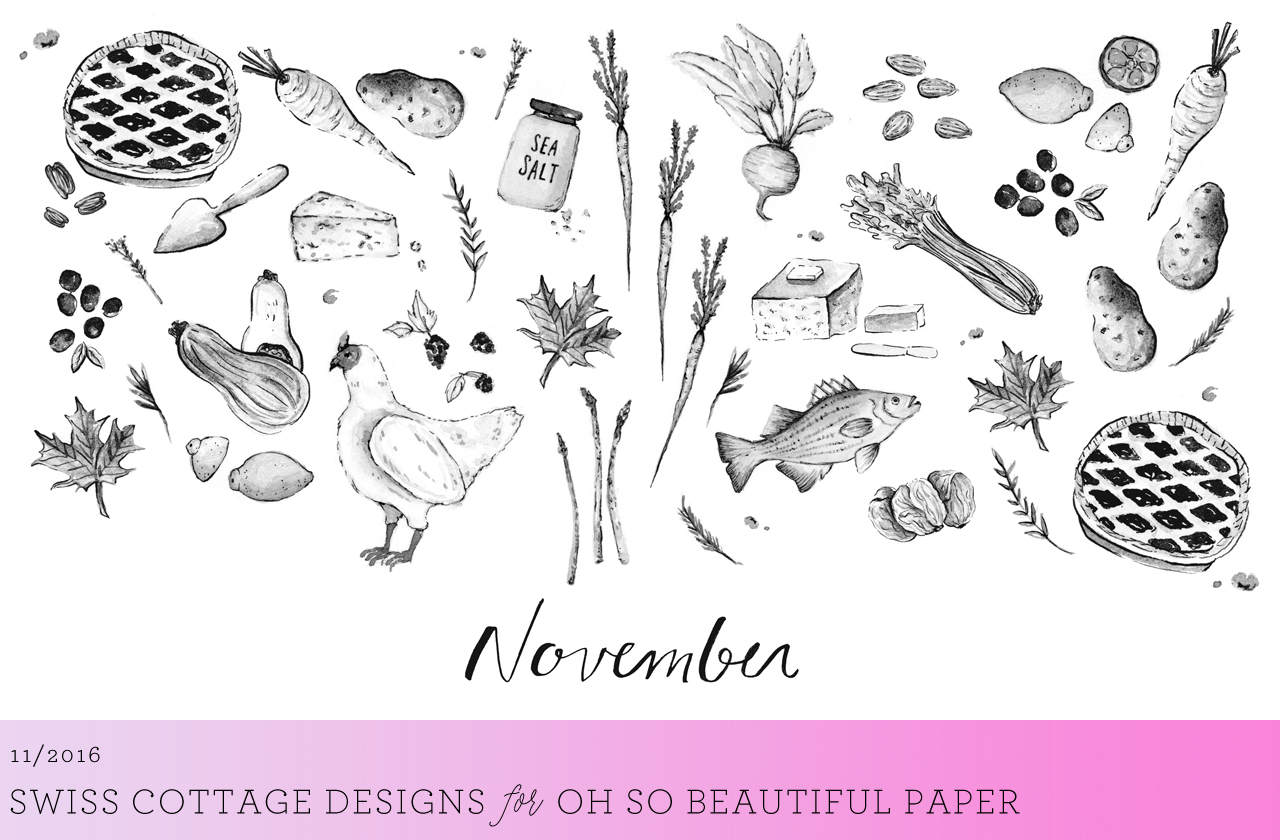 November Illustrated Wallpaper / Swiss Cottage Designs for Oh So Beautiful Paper