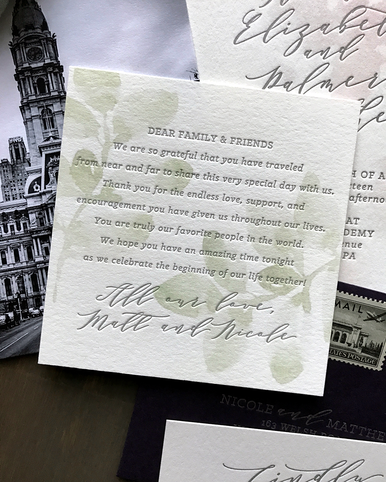 Purple and Gray Watercolor Wash Wedding Invitations by Darling and Pearl