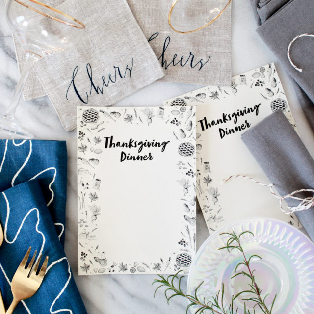 Illustrated Printable Thanksgiving Dinner Menu