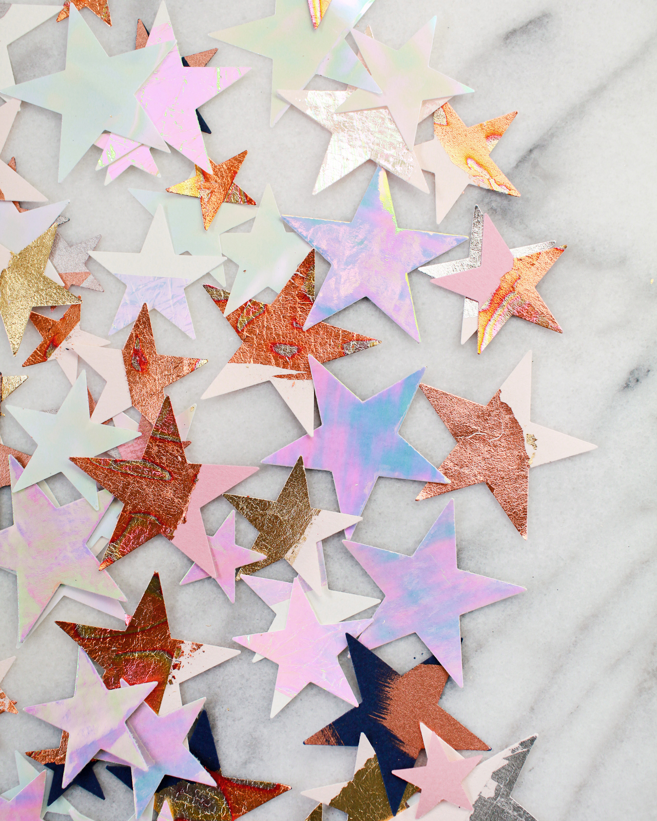 DIY Metallic and Iridescent Star Table Confetti