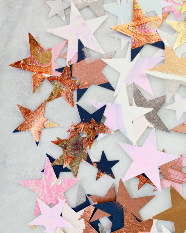 DIY Metallic and Iridescent Star Table Confetti