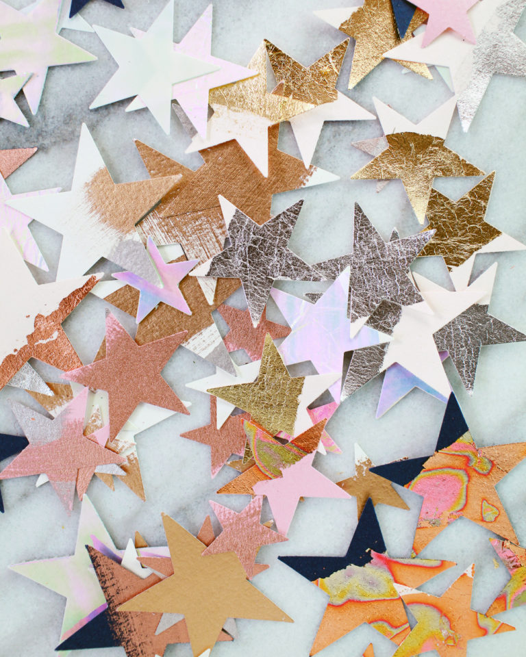 DIY Metallic and Iridescent Star Table Confetti