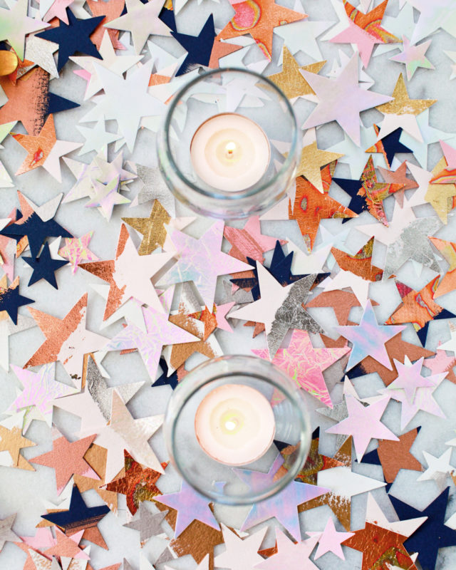 DIY Metallic and Iridescent Star Table Confetti