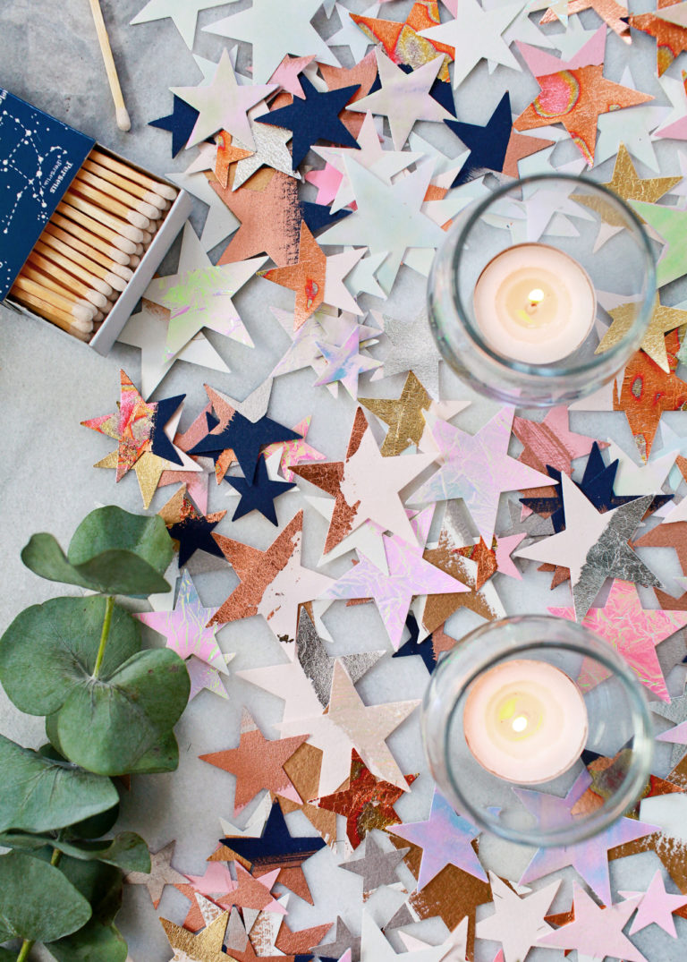 DIY Metallic and Iridescent Star Table Confetti