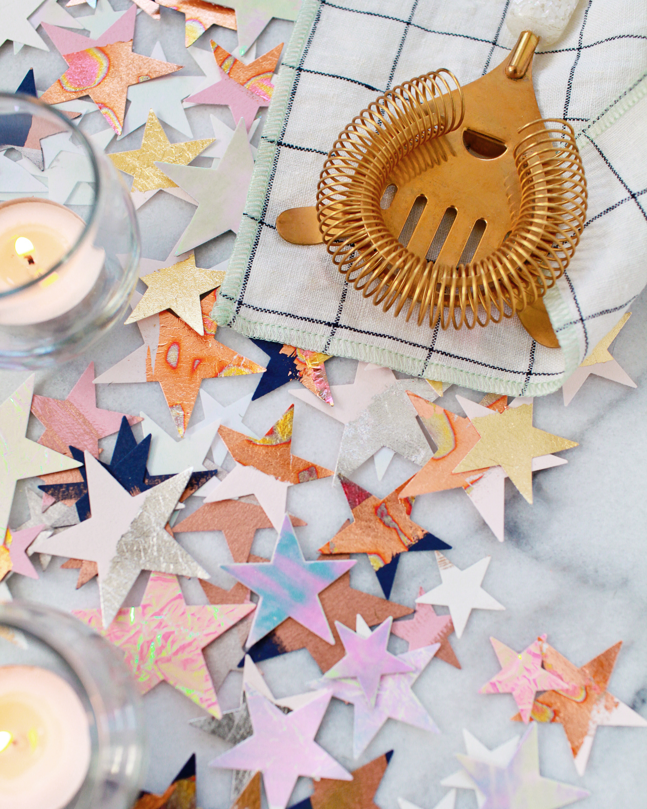 DIY Metallic and Iridescent Star Table Confetti
