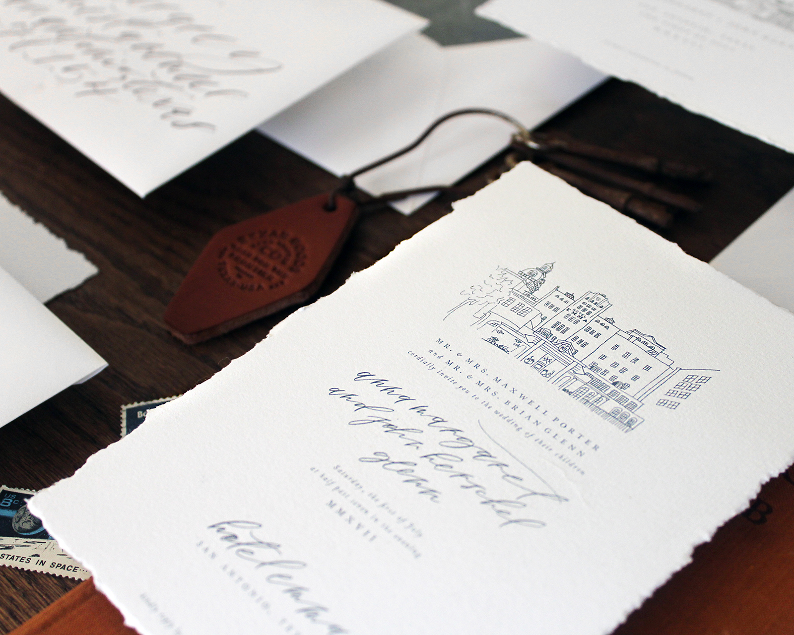 Elegant Monochromatic Calligraphy Wedding Invitations by Lazywood Lane