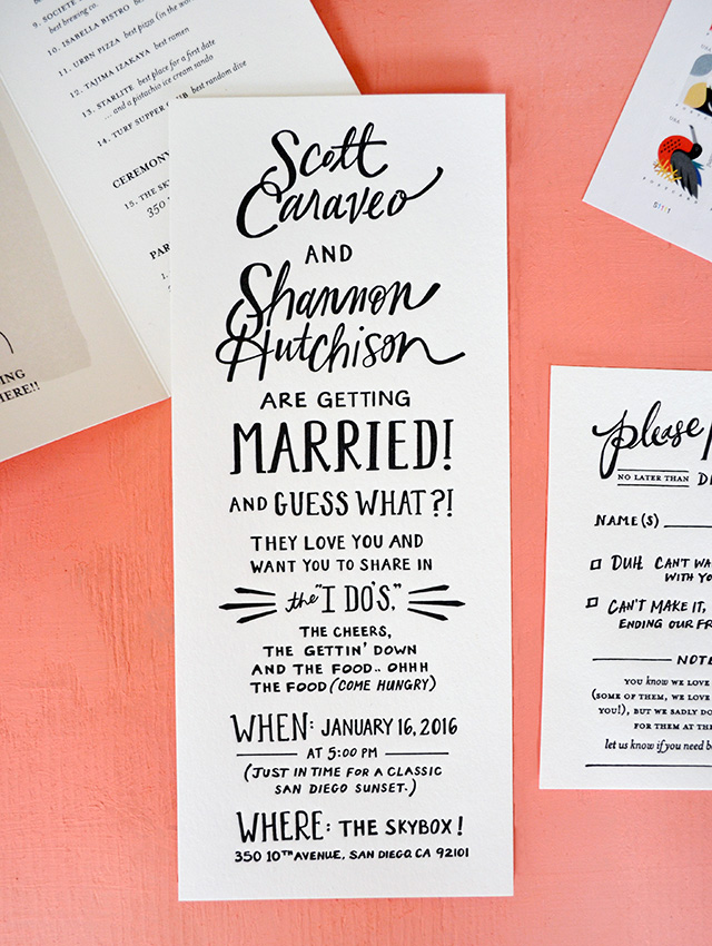 Best Wedding Invitations of 2016: Informal Hand Lettered Wedding Invitations by Odd Daughter Co.