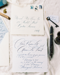 French Chateau Inspired Calligraphy Wedding Invitations