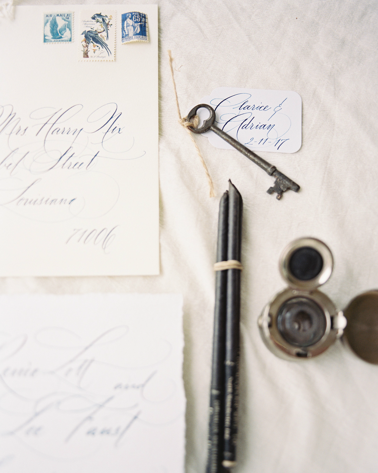 French Chateau Inspired Calligraphy Wedding Invitations by Paperglaze Calligraphy 