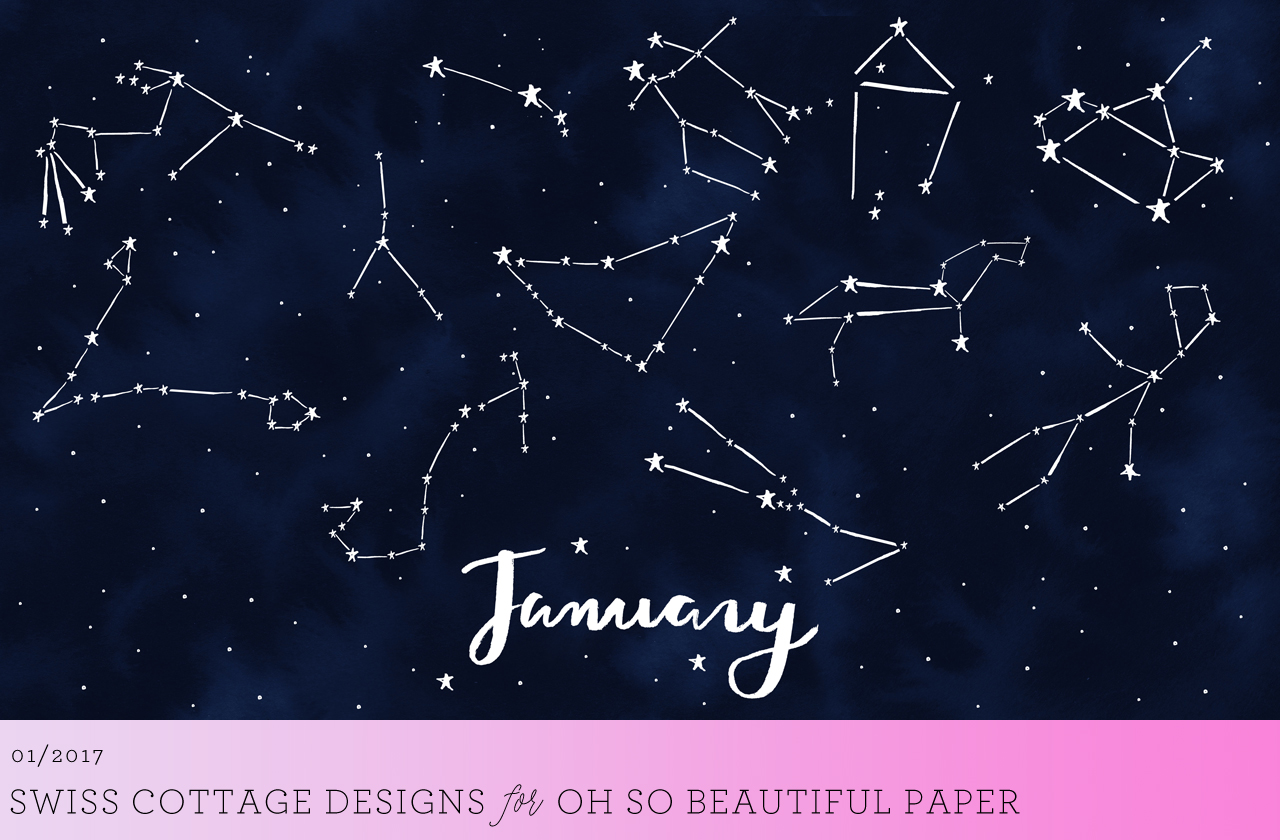 January Illustrated Wallpaper: Constellations by Swiss Cottage Designs