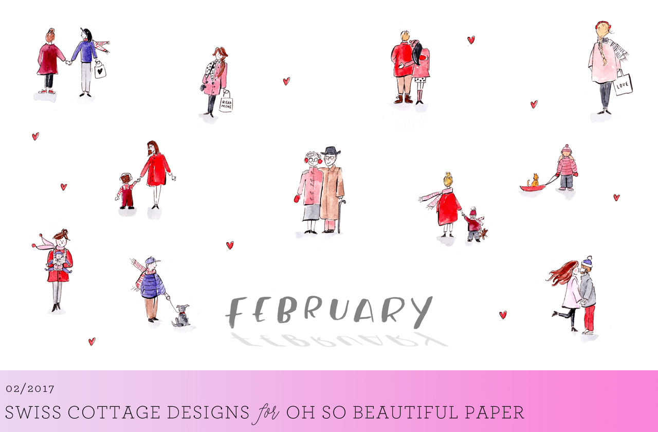 February Illustrated Wallpaper by Swiss Cottage Designs