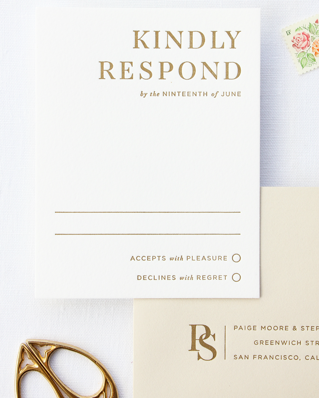 Refined Modern Neutral Letterpress Wedding Invitations by Bourne Paper Co.