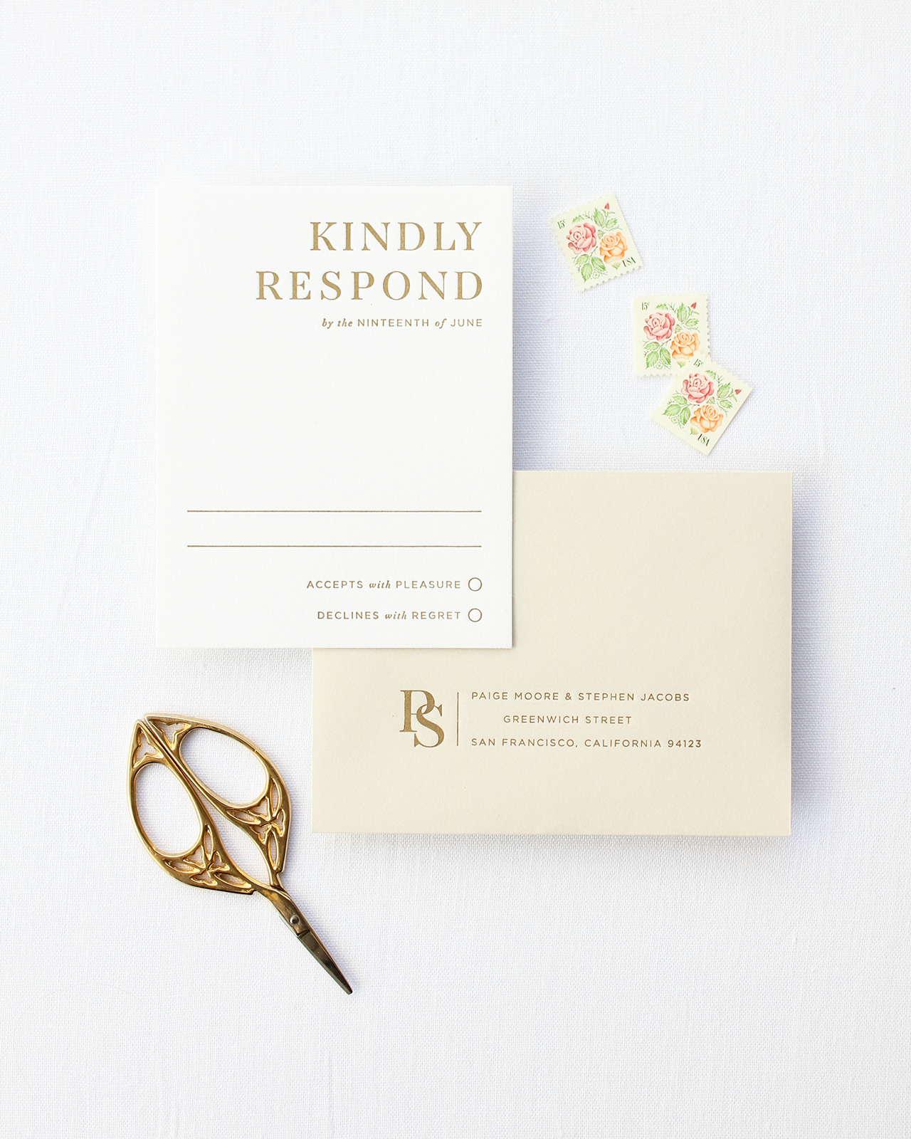 Refined Modern Neutral Letterpress Wedding Invitations