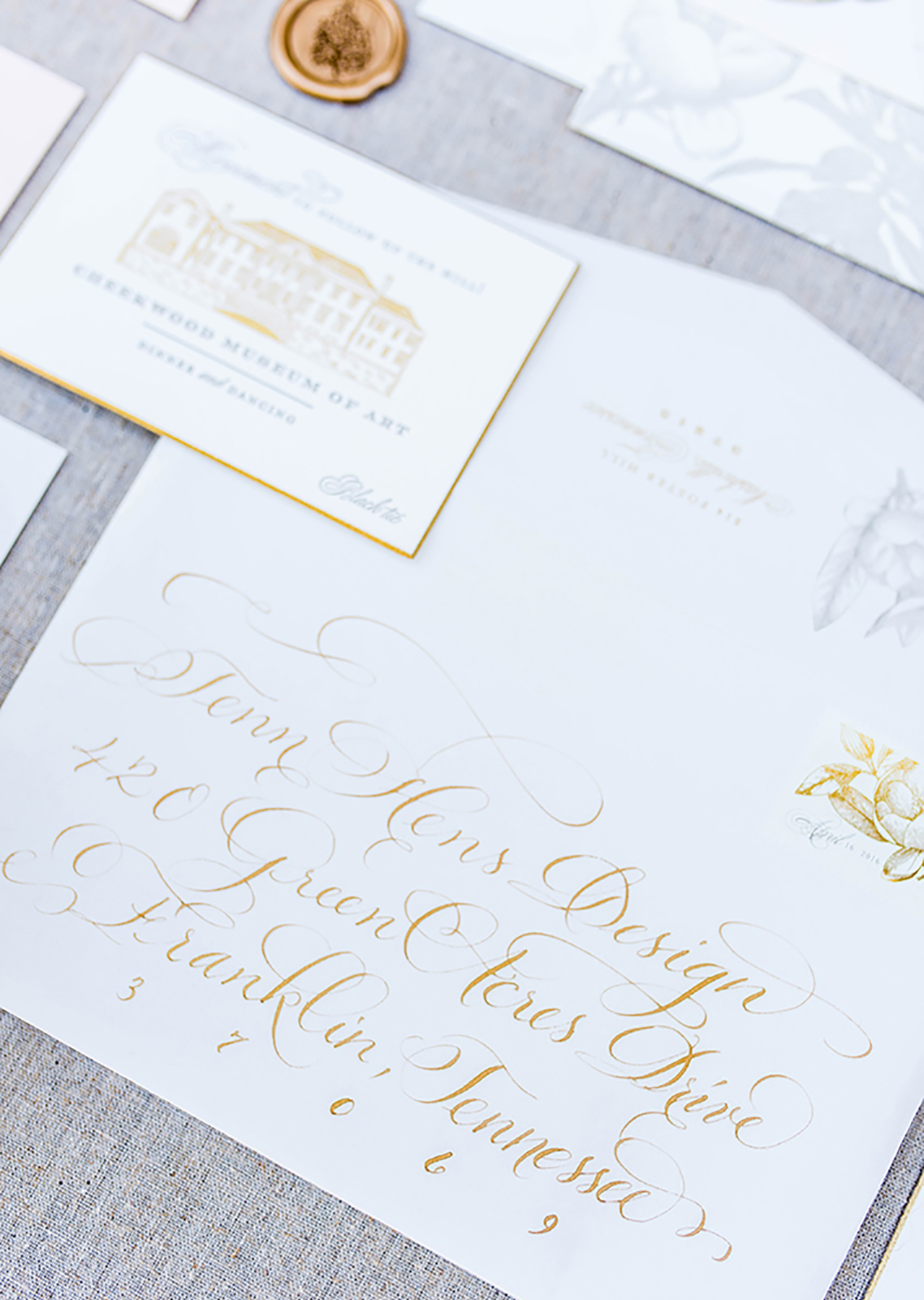 Timeless Southern Magnolia Wedding Invitations by Tenn Hens Design