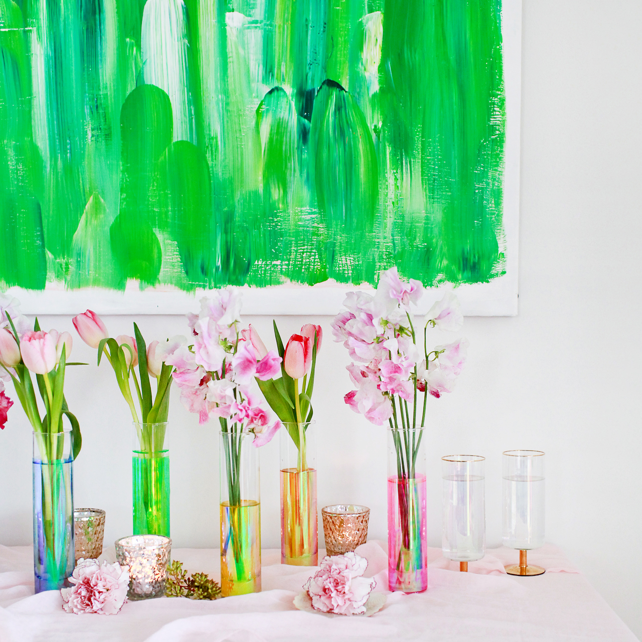 DIY Iridescent Rainbow Vases