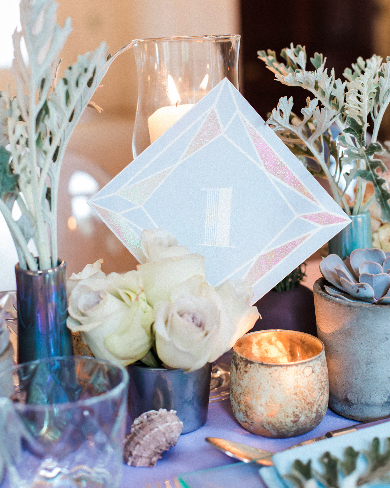 Iridescent Pastel Gem-Inspired Wedding Invitations by BerinMade